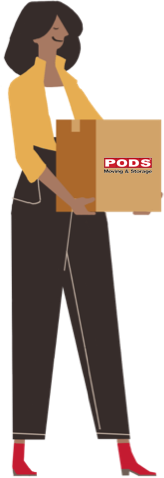 Woman carrying a PODS box